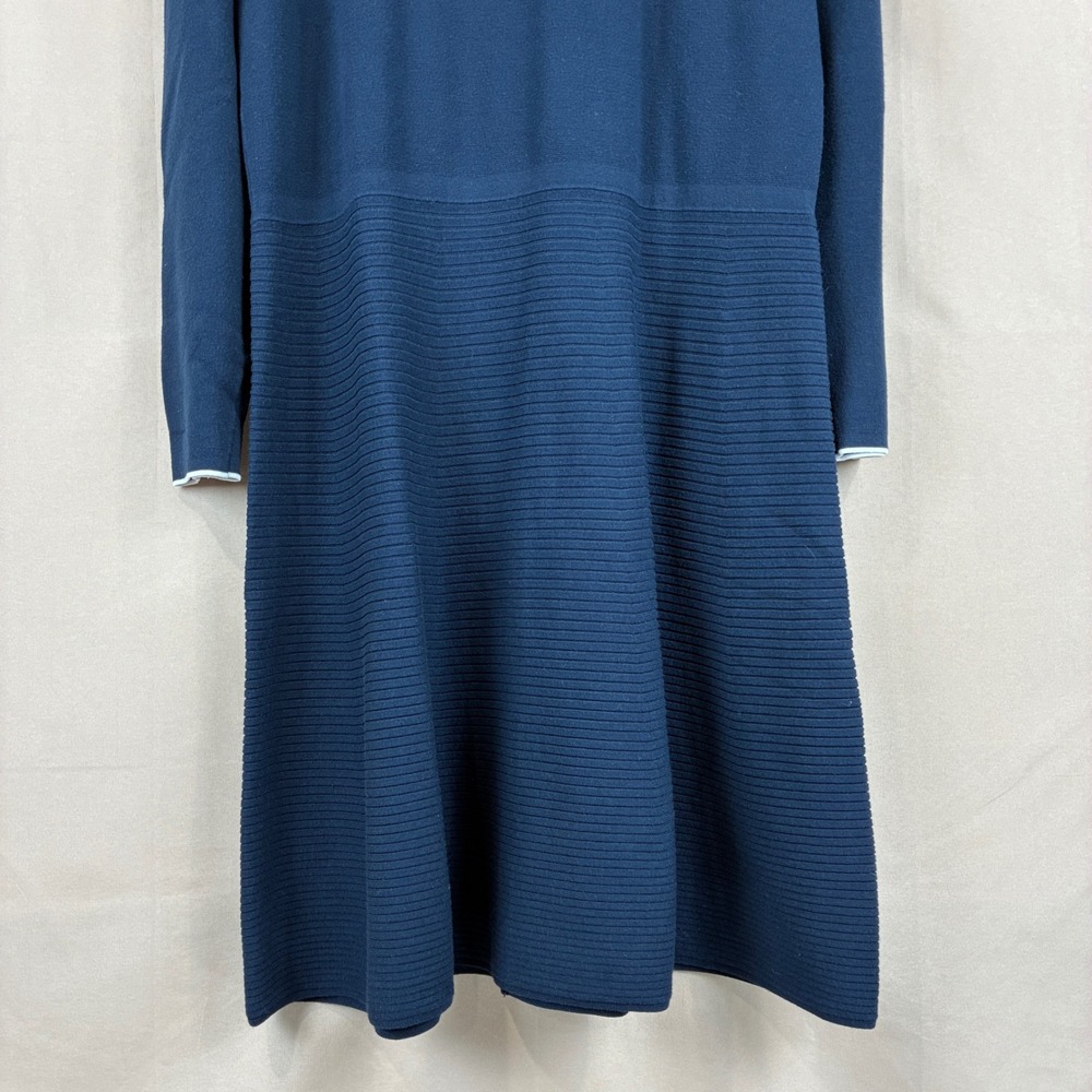 Banana Republic Womens Dress XL Knit Navy Blue Long Sleeve Fit Flare Midi Ribbed - Picture 5 of 16